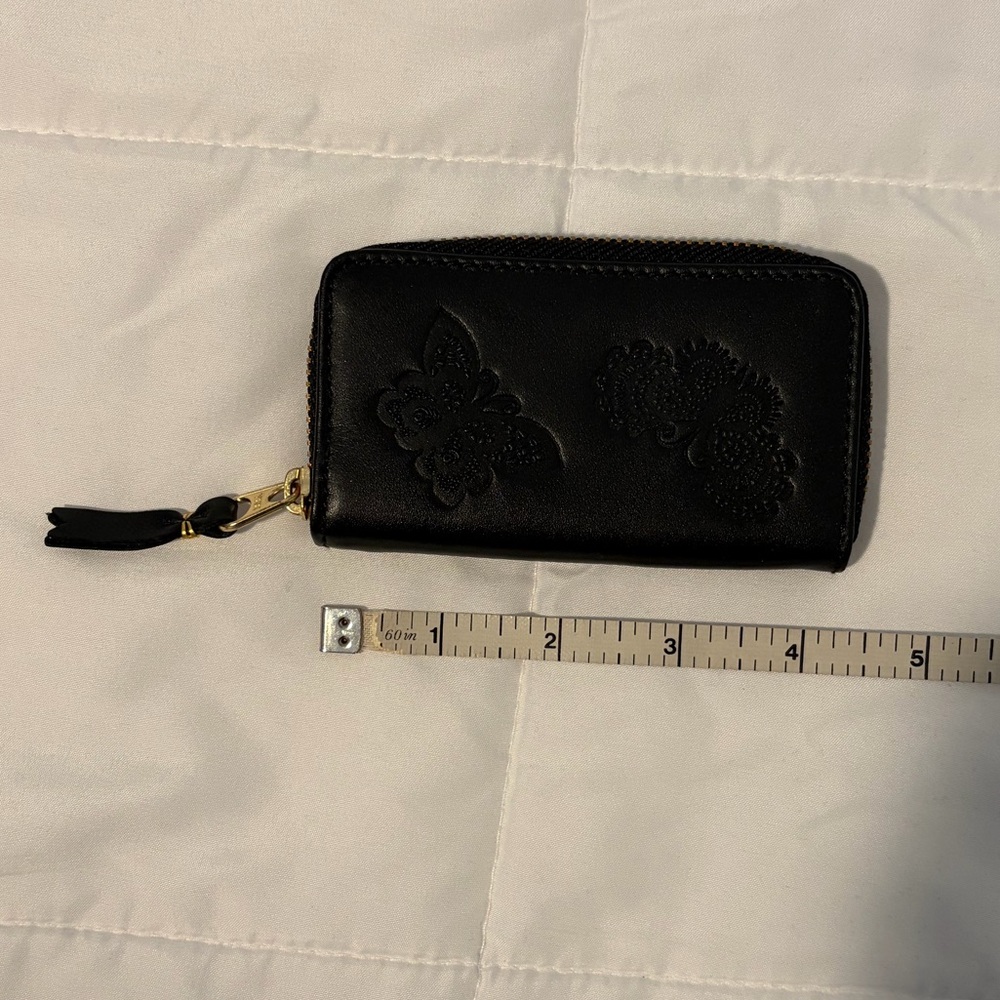 Comme des Garçons Black Leather Card Holder with Butterfly Embossing
